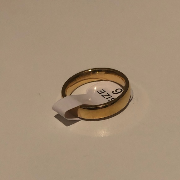 Gold Stainless Steel Polished 4mm Band Ring - Picture 2 of 7